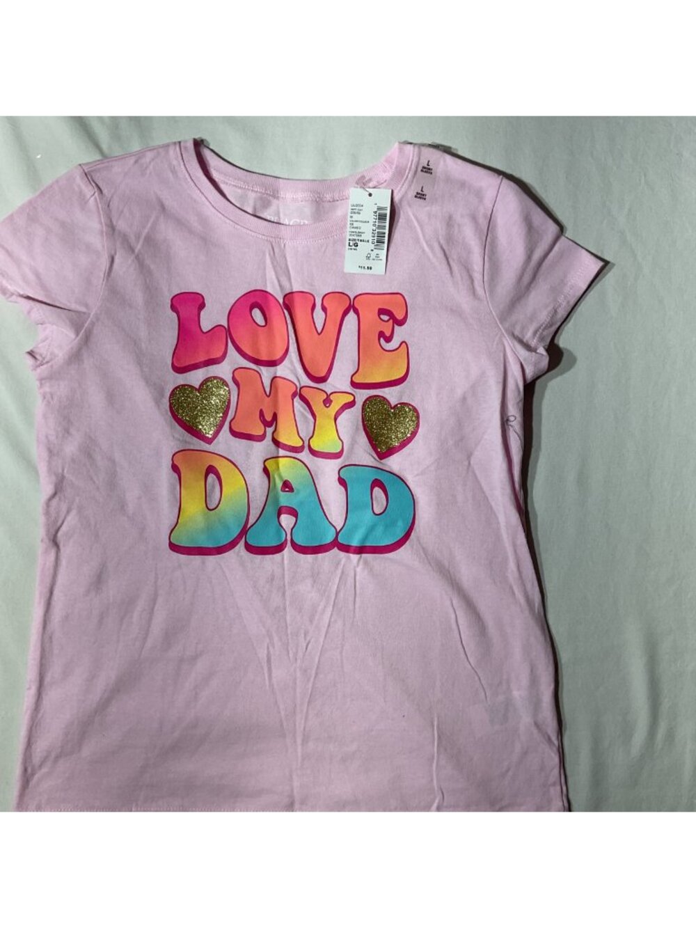 Love My Dad Pink Graphic Short Sleeve T-Shirt L/G (10/12) By The Childrens Place